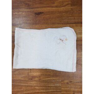Vintage Sweet William White Waffle Baby Crib Blanket Pink‎ Trim
